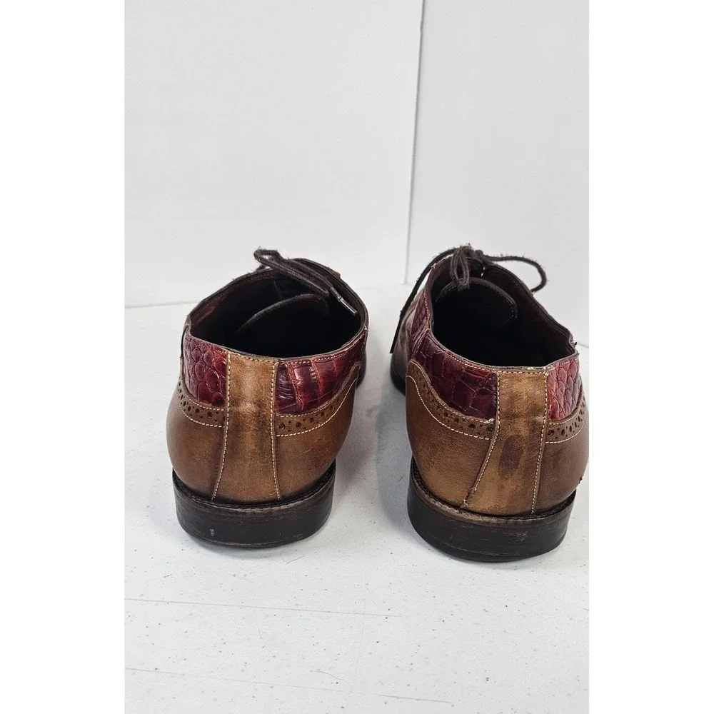 Belvedere Mens Alligator Wingtip Oxford Leather Dress‎ Shoes 10.5 D